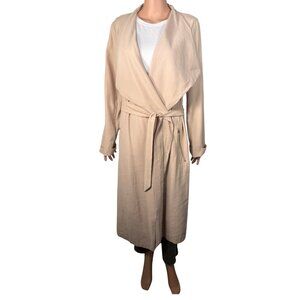 Express Tan Drape-Front Trenchcoat – Size L